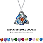 ✨ Halskjede med keltisk treenighetsknute og månedsstein – et meningsfullt symbol på kjærlighet og samhørighet ❤️