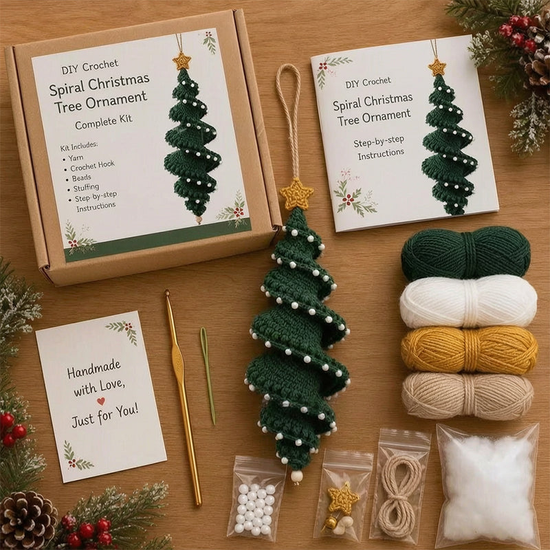 DIY Christmas Spiral Crochet Ornament Kit 🎄