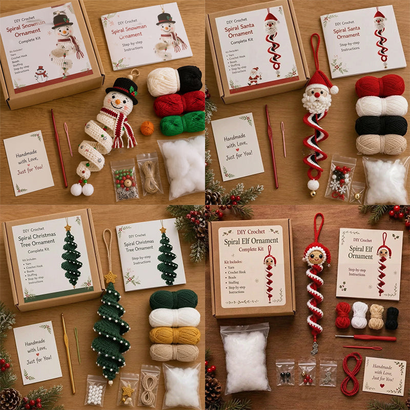 DIY Christmas Spiral Crochet Ornament Kit 🎄