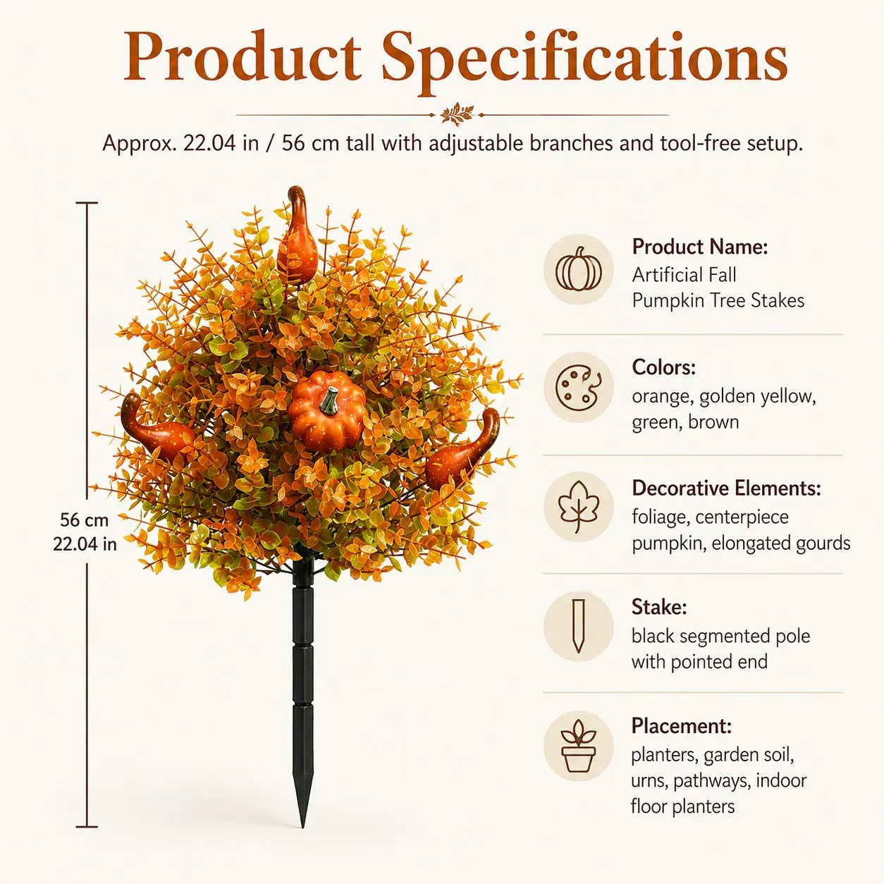 🔥  Artificial Fall Pumpkin Tree Stakes