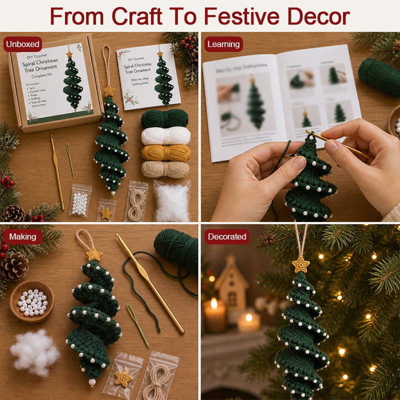 DIY Christmas Spiral Crochet Ornament Kit 🎄