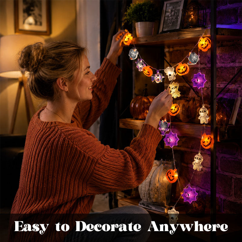 🎃 Halloween Pumpkin Face LED String Lights