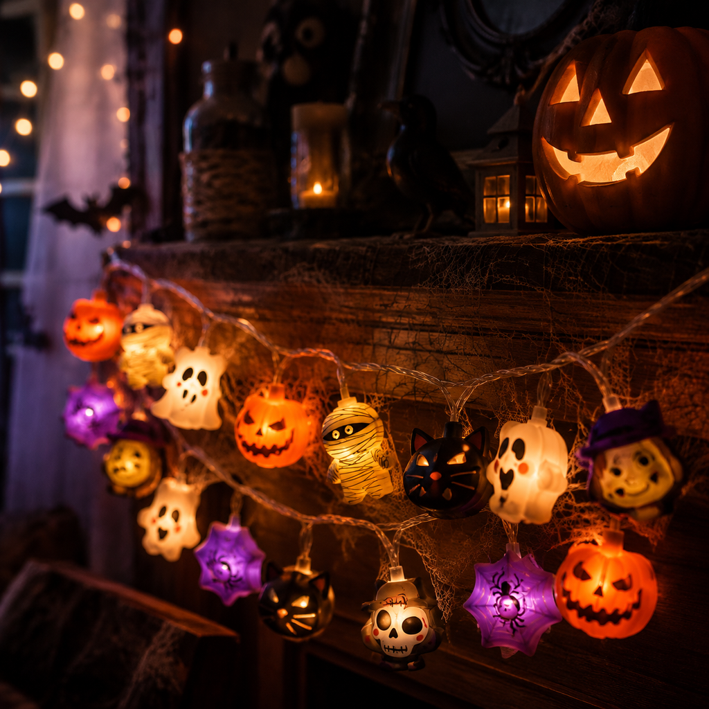 🎃 Halloween Pumpkin Face LED String Lights