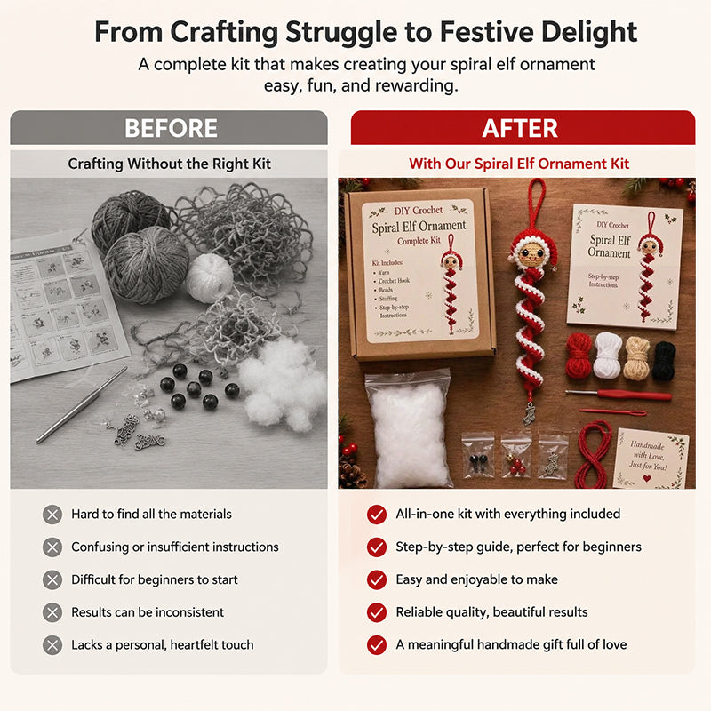 DIY Christmas Spiral Crochet Ornament Kit 🎄