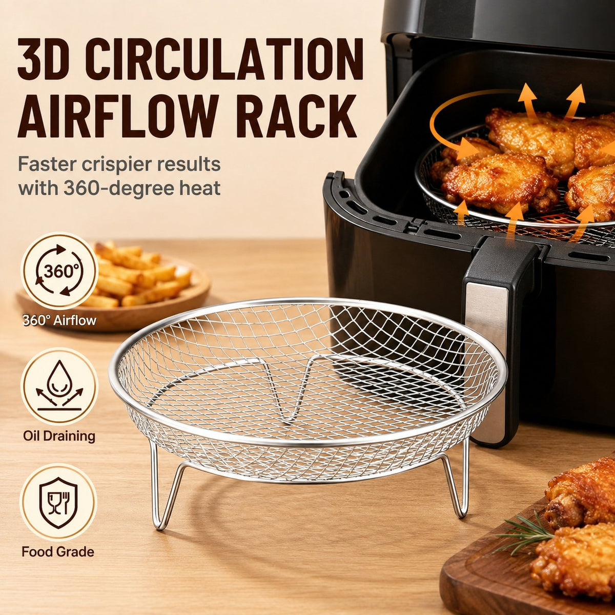 🔥🥘 Rist til airfryer i rustfritt stål – Enkelt til sprø resultater