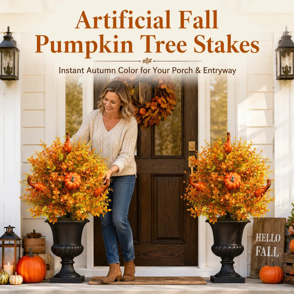 🔥  Artificial Fall Pumpkin Tree Stakes