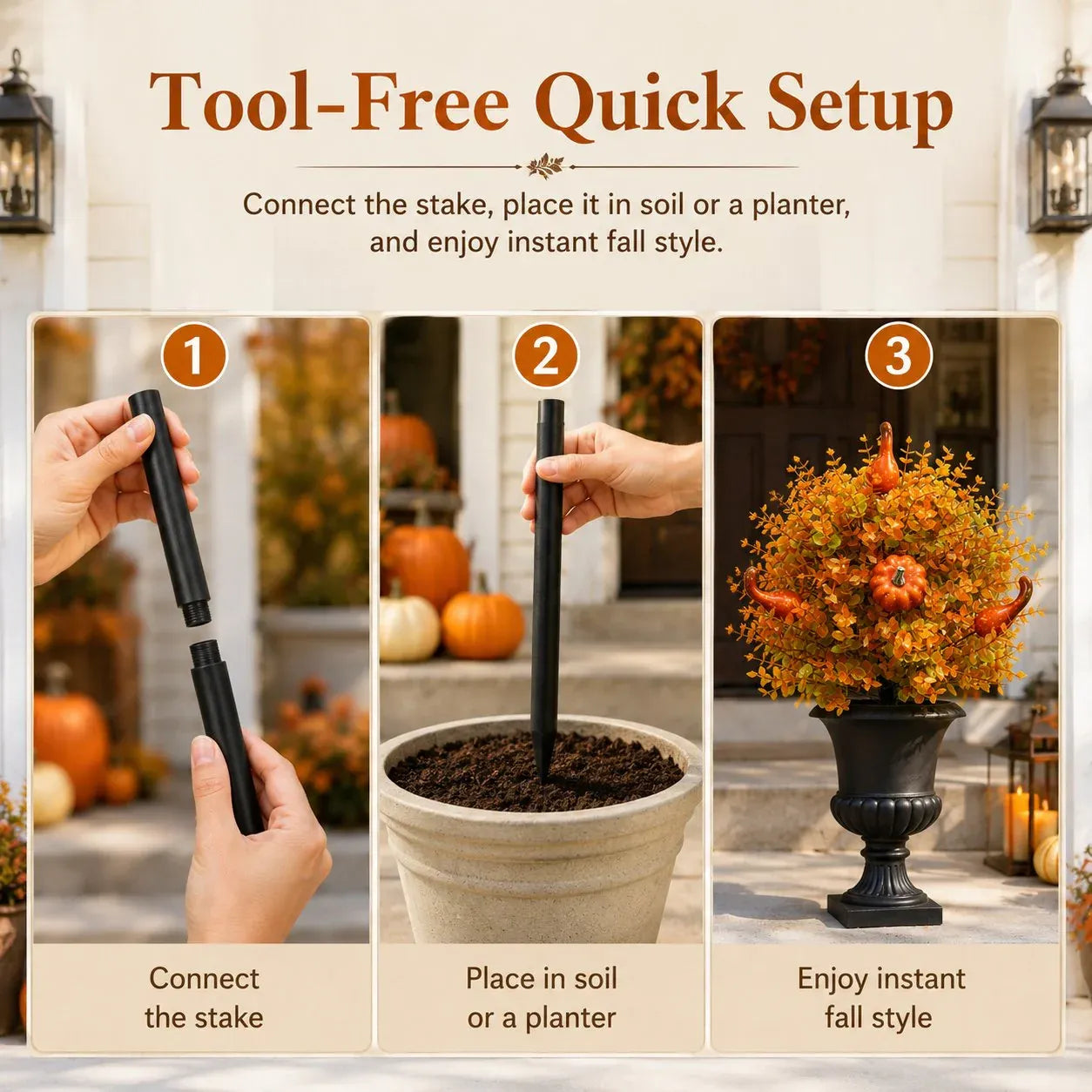 🔥  Artificial Fall Pumpkin Tree Stakes